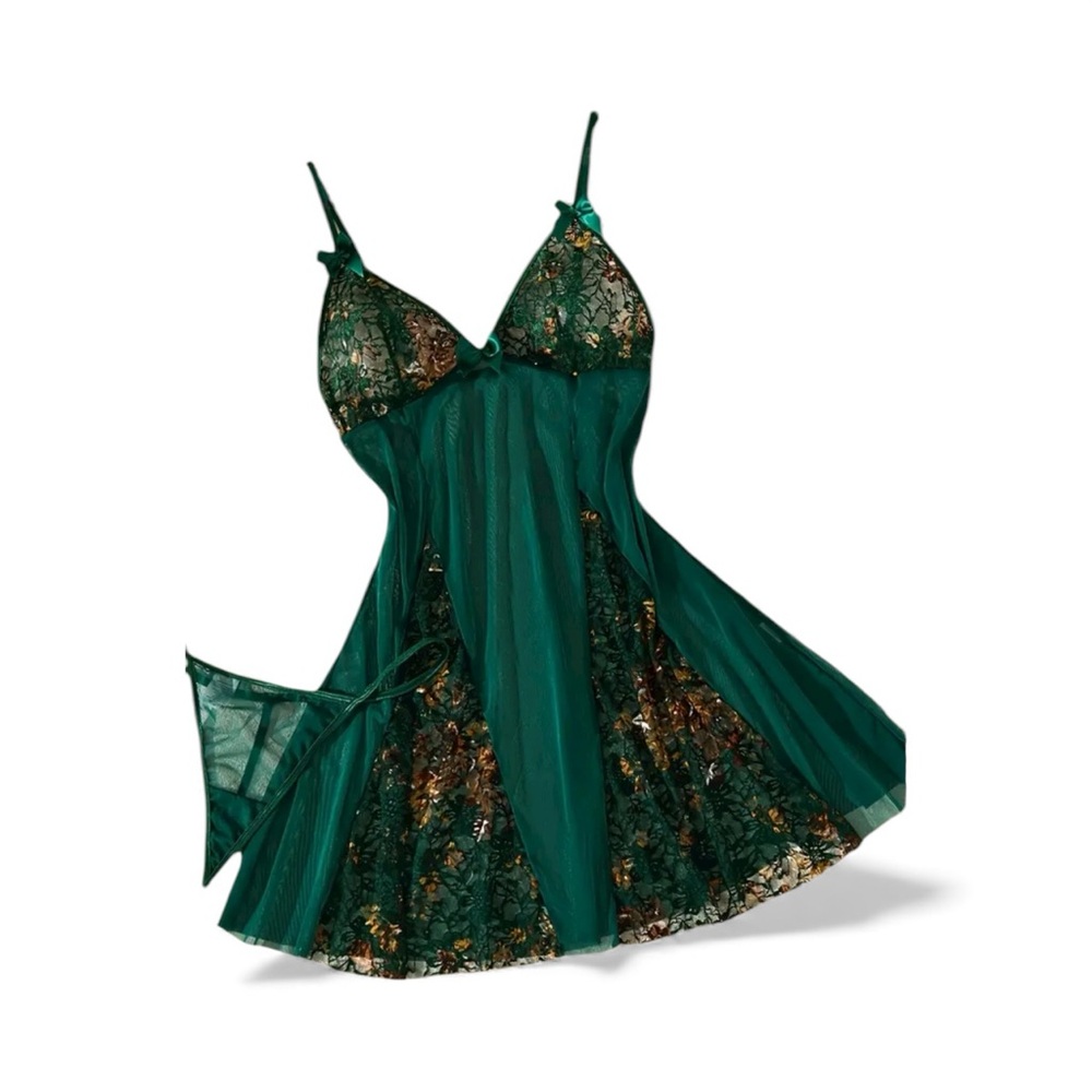 Elegant Green Lace Babydoll Nightie SZ S